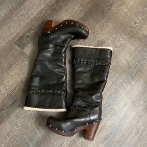 Black leather UGG boots